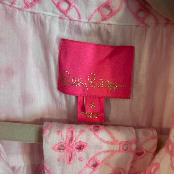 Lilly Pulitzer CARTLEY elbow sleeves eyelet shirtdress, 8 - Picture 8 of 10